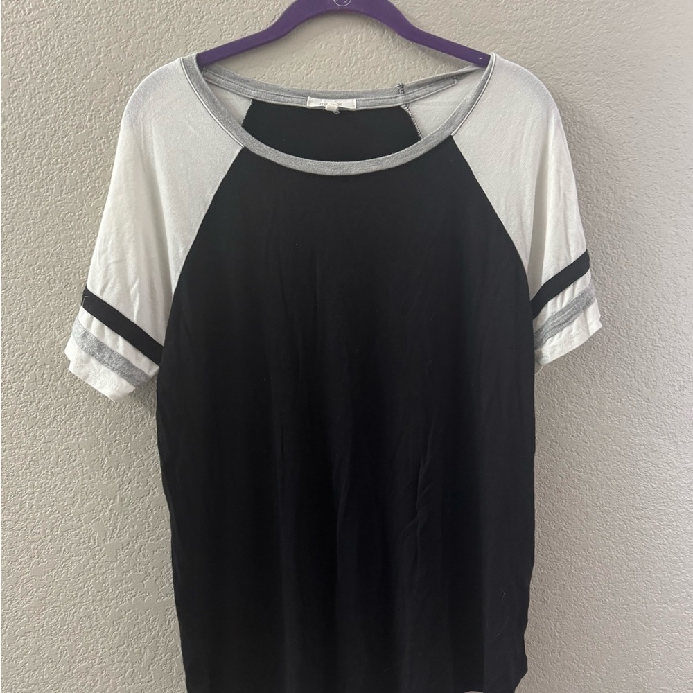 Maurices Black and White Raglan Tee